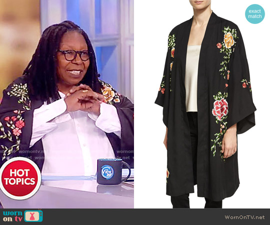Alice + Olivia Lupe Embroidered Long Kimono worn by Whoopi Goldberg on The View