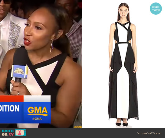Bcbgmaxazria Alyssia Woven Evening Gown worn by Mara Schiavocampo on Good Morning America