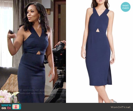 Bcbgeneration Crisscross Midi Dress worn by Hilary Curtis (Mishael Morgan) on The Young and the Restless