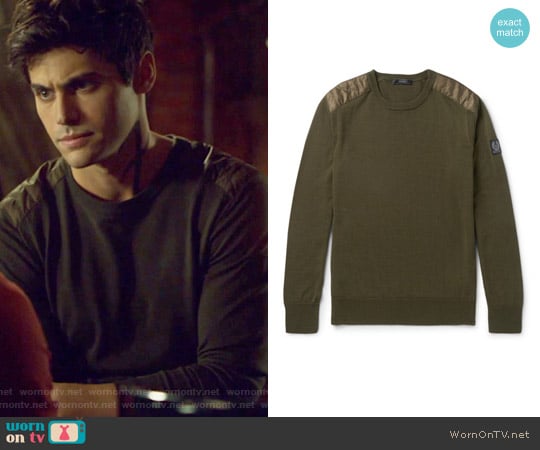 Belstaff Kerrigan Quilted Shell Trimmed Virgin Wool Sweater worn by Alexander Lightwood (Matthew Daddario ) on Shadowhunters