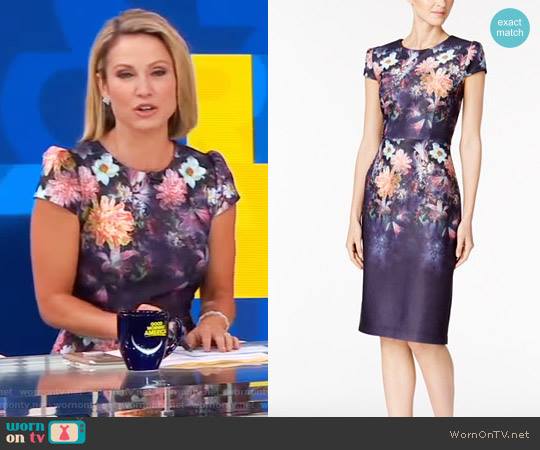 Betsey Johnson Floral-Print Sheath Dress worn by Amy Robach on Good Morning America