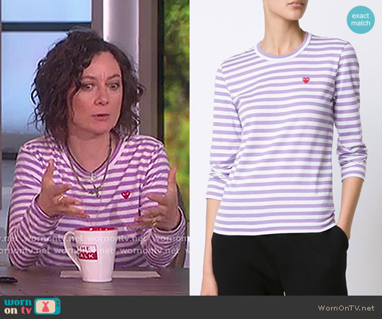 Comme Des Garcons Play Mini Heart Striped T-Shirt worn by Sara Gilbert on The Talk