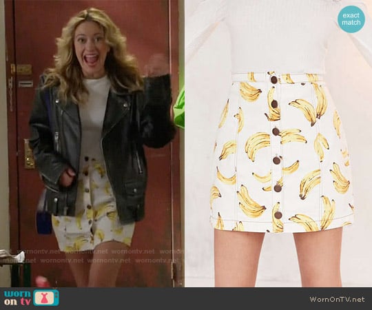 Cooperative Printed Twill Button-Front Mini Skirt