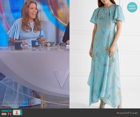 Diane von Furstenberg Floral Print Silk Drepe de Chine Maxi Dress worn by Sunny Hostin on The View