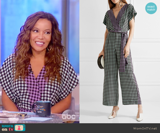 Diane von Furstenberg Gingham Silk Crepe de Chine Jumpsuit worn by Sunny Hostin on The View