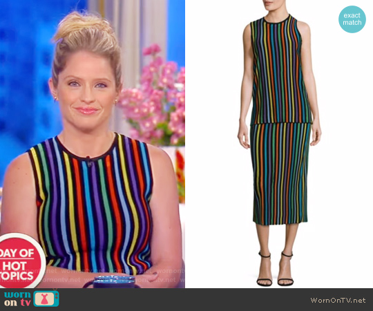 Diane von Furstenberg Sleeveless Two Tiered Knit Shift Dress worn by Sara Haines on The View