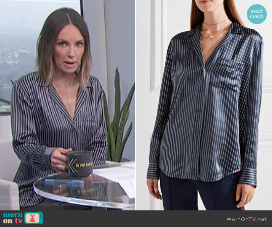 Equipment Keira Striped Silk-Satin Shirt worn by Catt Sadler on E! News