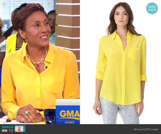 Equipment Reese Button Down Shirt with One Pocket worn by Robin Roberts on Good Morning America