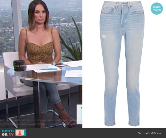 Frame Le Original Skinny distressed high-rise straight-leg jeans worn by Catt Sadler on E! News