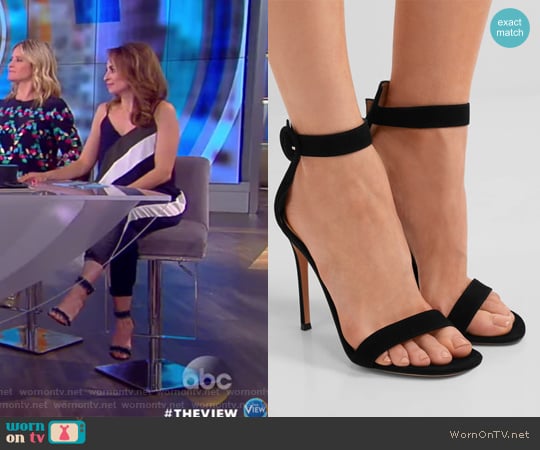 Gianvito Rossi Black suede sandles worn by Jedediah Bila on The View