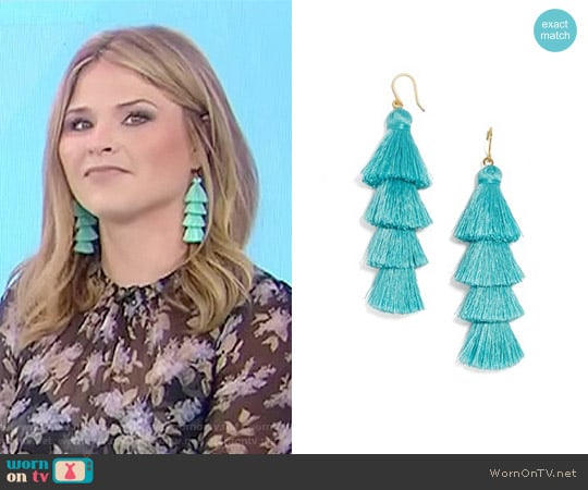 Baublebar Gabriela Fringe Drops in Turquoise worn by Jenna Bush Hager on Today