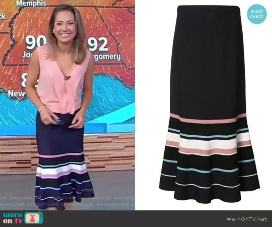 Jason Wu Flared Striped Skirt worn by Ginger Zee on Good Morning America