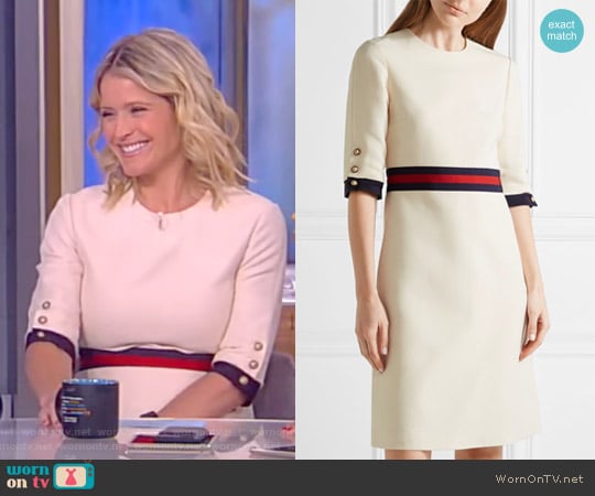 Gucci Grosgrain Trimmed Wool and Silk-Blend Mini Dress worn by Sara Haines on The View