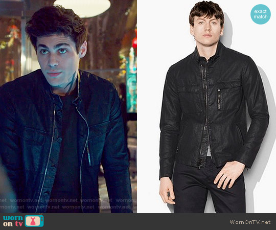 John Varvatos Resin coated Moto Jacket worn by Alexander Lightwood (Matthew Daddario ) on Shadowhunters