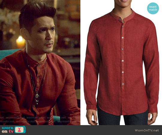 John Varvatos Solid Slim-Fit Shirt worn by Magnus Bane (Harry Shum Jr.) on Shadowhunters