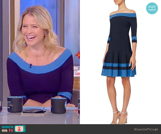 Jonathan Simkhai Off Shoulder Flare Dress worn by Sara Haines on The View