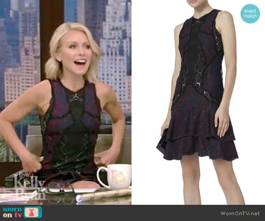 Jonathan Simkhai Two-Tone Lace Mini Dress worn by Kelly Ripa on Live with Kelly and Mark