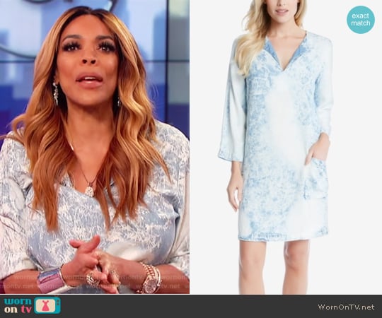 Karen Kane Denim Acid Wash Shift Dress worn by Wendy Williams on The Wendy Williams Show