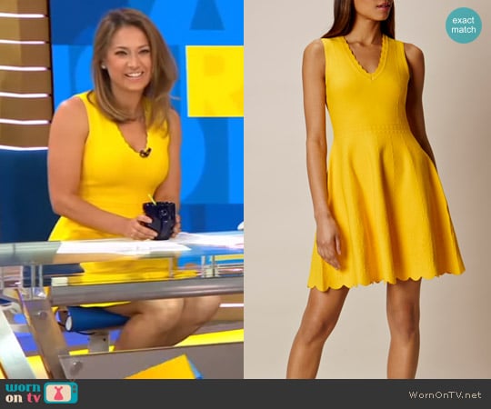 Karen Millen Jacquard Fit & Flare Dress worn by Ginger Zee on Good Morning America