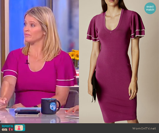 Karen Millen Ruffled-Sleeve Knit Dress worn by Sara Haines on The View