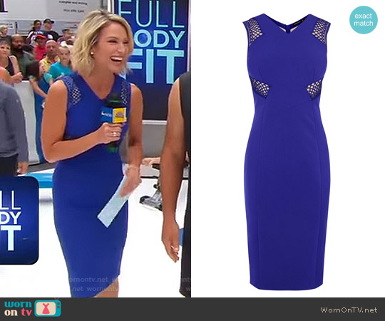 Karen Millen Blue Lace Panel Pencil Dress worn by Amy Robach on Good Morning America
