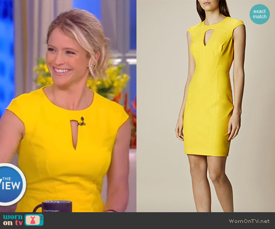 Karen Millen Yellow Scuba Pencil Dress worn by Sara Haines on The View