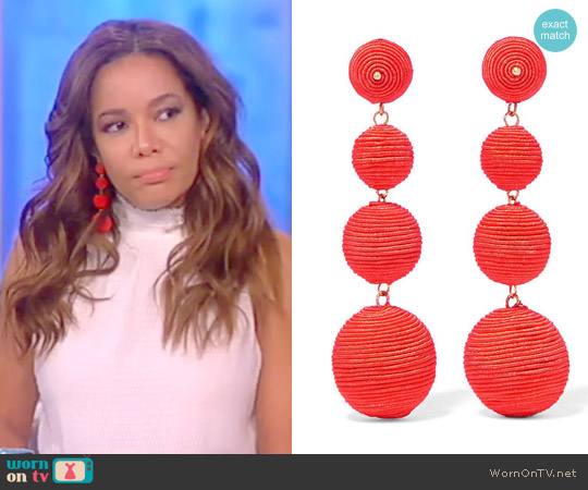 Kenneth Jay Lane Gold-plated cord earrings worn by Sunny Hostin on The View