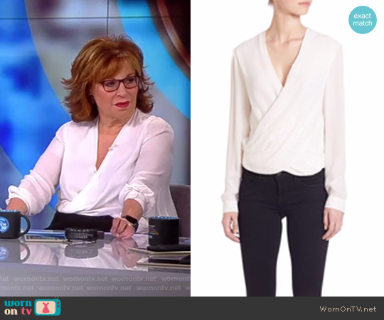 LAGENCE Silk Snap-Back Blouse worn by Joy Behar on The View