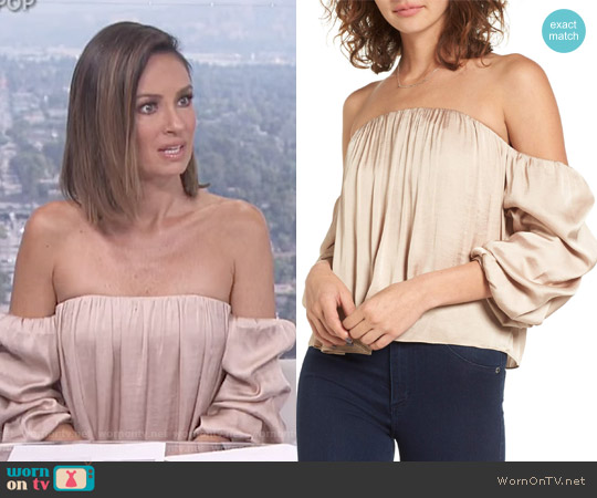 Leith Gathered Satin Off-the-Shoulder Top worn by Catt Sadler on E! News