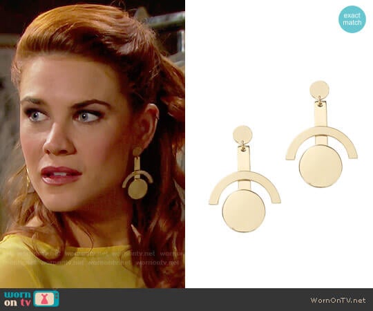 Lele Sadoughi Telescope Earrings worn by Sally Spectra (Courtney Hope) on The Bold and the Beautiful