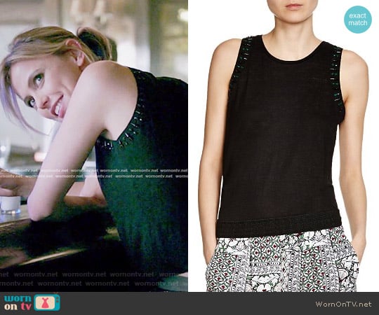 Maje Tuilerie Embellished Tank worn by Freya Mikaelson (Riley Voelkel) on The Originals
