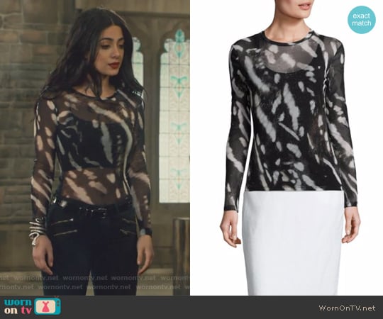 Max Mara Helga Printed Top worn by Isabelle Lightwood (Emeraude Toubia ) on Shadowhunters