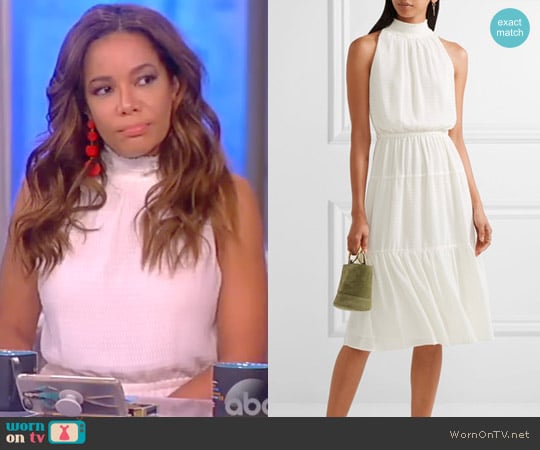MICHAEL Michael Kors Smocked fil coupé chiffon midi dress worn by Sunny Hostin on The View
