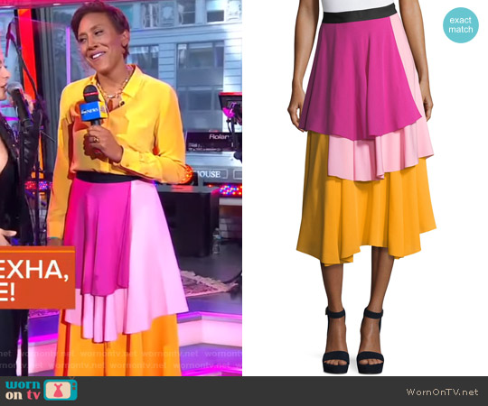 Novis The York Layered Midi Skirt worn by Robin Roberts on Good Morning America