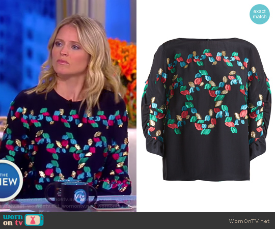 Peter Pilotto Boat-neck fil coupe silk-blend top worn by Sara Haines on The View