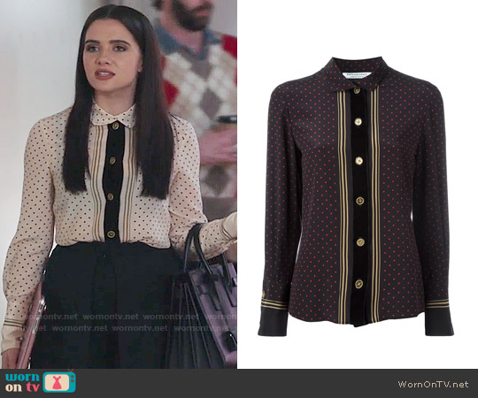 Philosophy De Lorenzo Serafini Striped Polka Dot Blouse worn by Jane Sloan (Katie Stevens) on The Bold Type