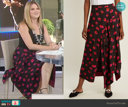 Proenza Schouler Flower Print Crepe Skirt worn by Jenna Bush Hager on Today