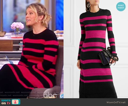 Proenza Schouler Stripe Cashmere, Wool & Silk Midi Dress worn by Sara Haines on The View