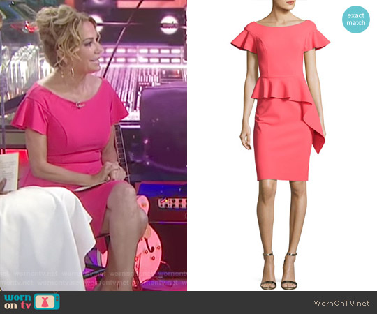 Teri Jon by Rickie Freeman Short-Sleeve Asymmetric Peplum Cocktail Dress worn by Kathie Lee Gifford on Today