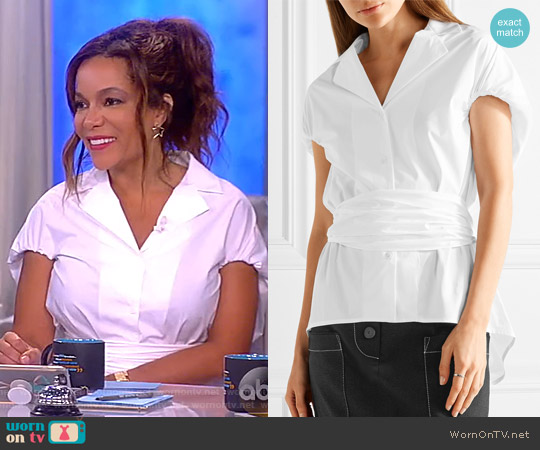 Rosie Assoulin Have the Wind at Your Back cotton-poplin shirt worn by Sunny Hostin on The View