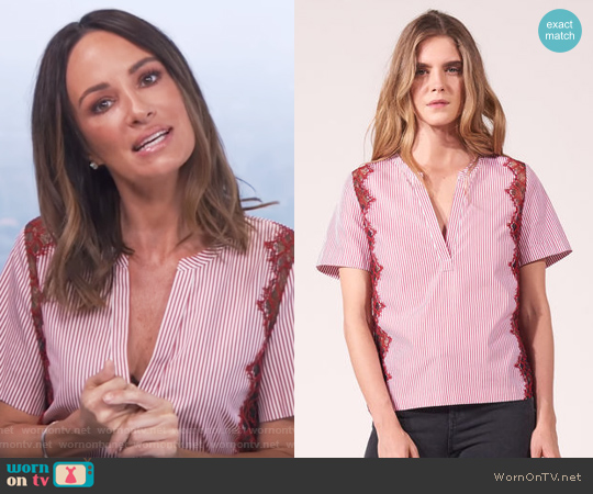 Sandro Striped cotton Top with V-neck worn by Catt Sadler on E! News