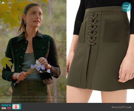 Sandro Joelle Lace-Up Skirt worn by Hayley (Phoebe Tonkin) on The Originals