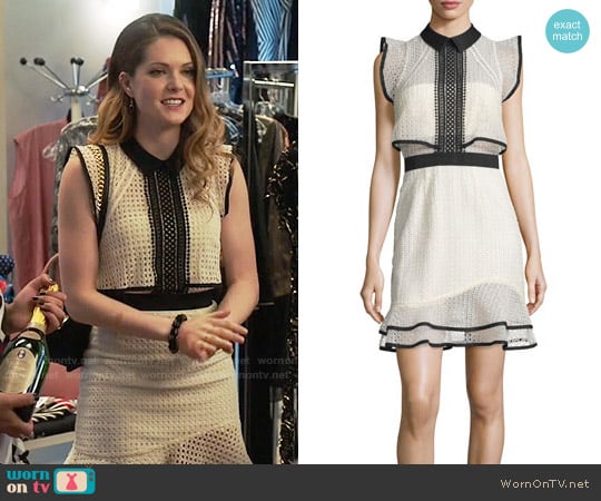 Self Portrait Sleeveless Lace Popover Mini Dress worn by Sutton (Meghann Fahy) on The Bold Type