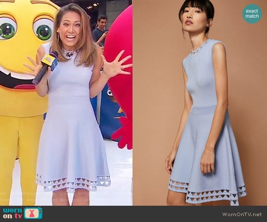 Ted Baker Kathlyn Cut-work Knitted Skater Dress worn by Ginger Zee on Good Morning America