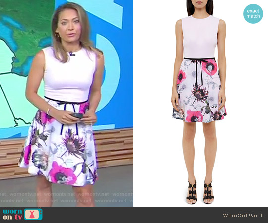 Ted Baker Seedda Neon Poppy Crepe Dress worn by Ginger Zee on Good Morning America