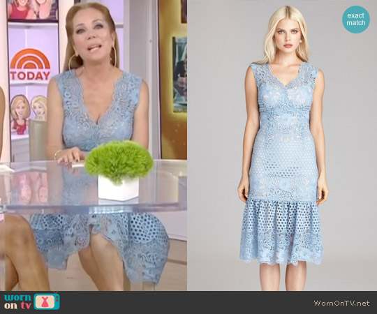 Teri Jon by Rickie Freeman Circle Lace Sheath Dress with Flare Hem worn by Kathie Lee Gifford on Today