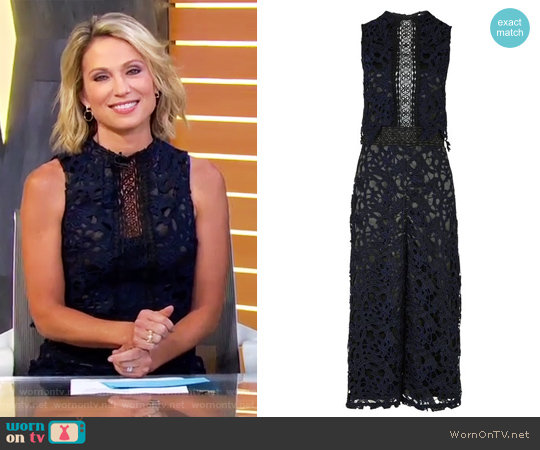 Topshop 2 Tone Lace Jumpsuit worn by Amy Robach on Good Morning America