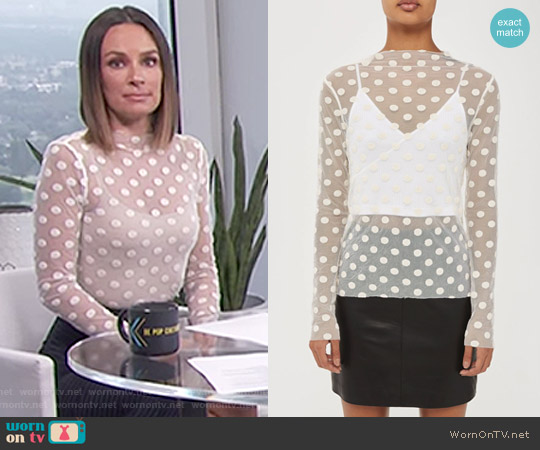 Topshop Boutique Polka Dot Mesh Top worn by Catt Sadler on E! News