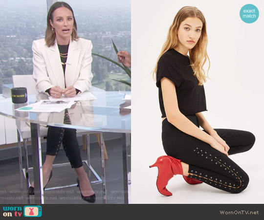 Topshop Joni Side Lace-Up Ankle Skinny Jeans worn by Catt Sadler on E! News
