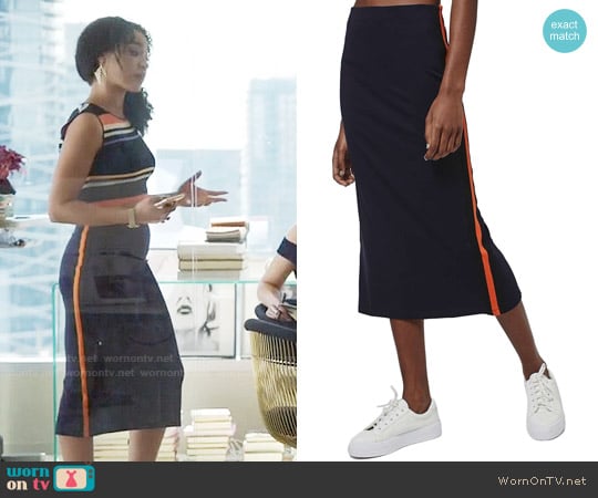 Topshop Side Stripe Midi Skirt worn by Kat Edison (Aisha Dee) on The Bold Type